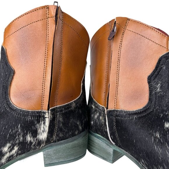 Alcala's Johnny Women Black Brown Cow Hair-On-Hide Leather Cowboy Boot Size 6.5 - Picture 11 of 14